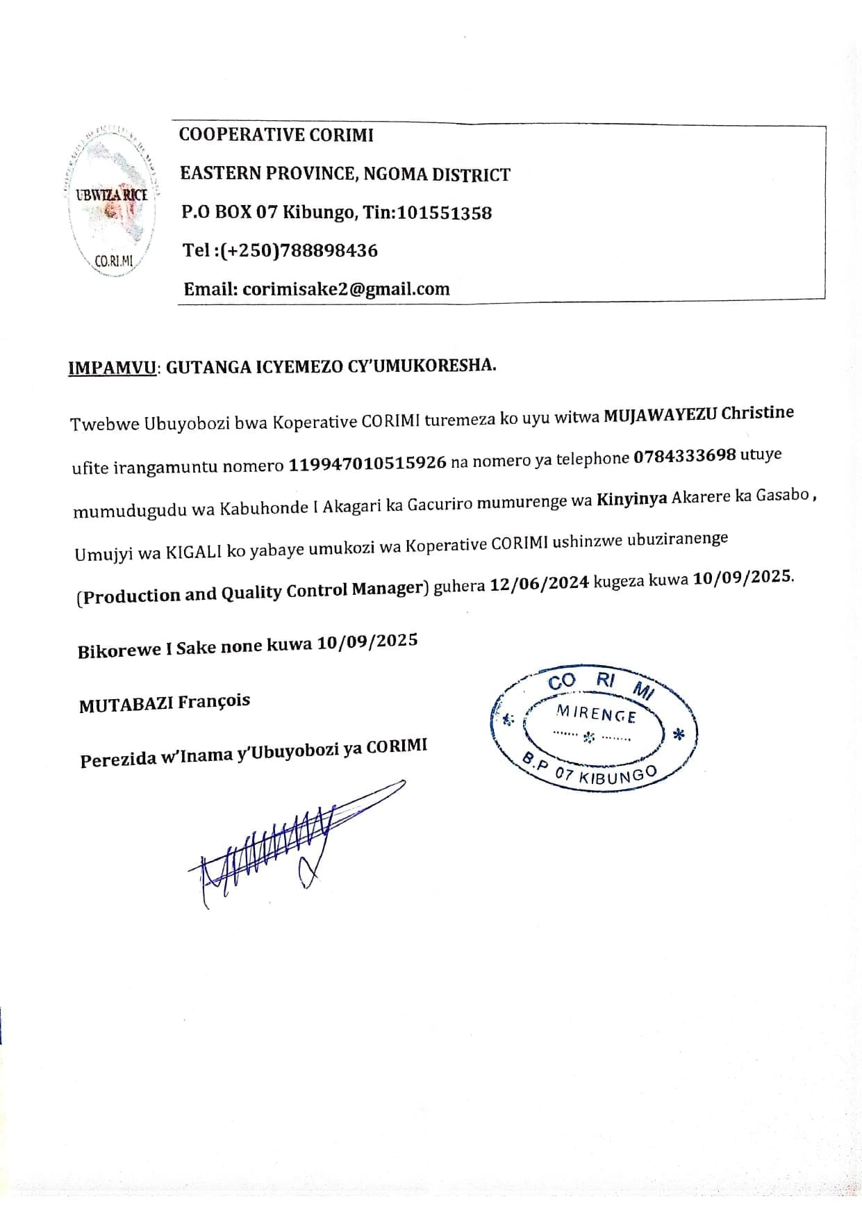 Production and Quality Manager